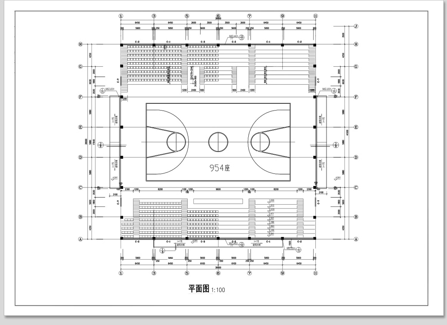 图片[33]-体育馆CAD施工图平面图篮球运动场健身中心建筑规划方案素材设计-大怪兽分享