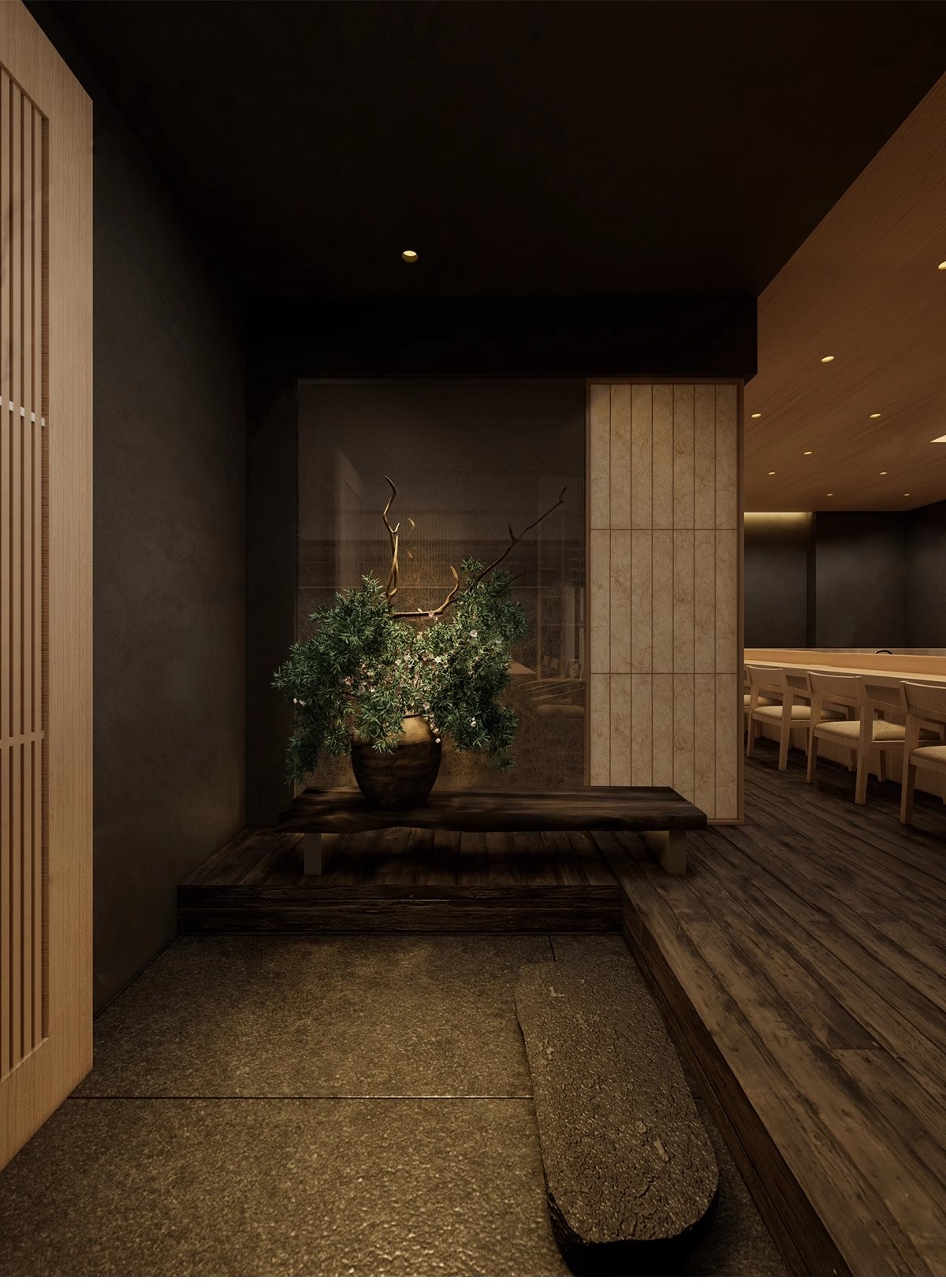 图片[32]-侘寂风餐厅室内设计饭店奶茶店咖啡厅餐饮空间工装草图大师SU模型-大怪兽分享