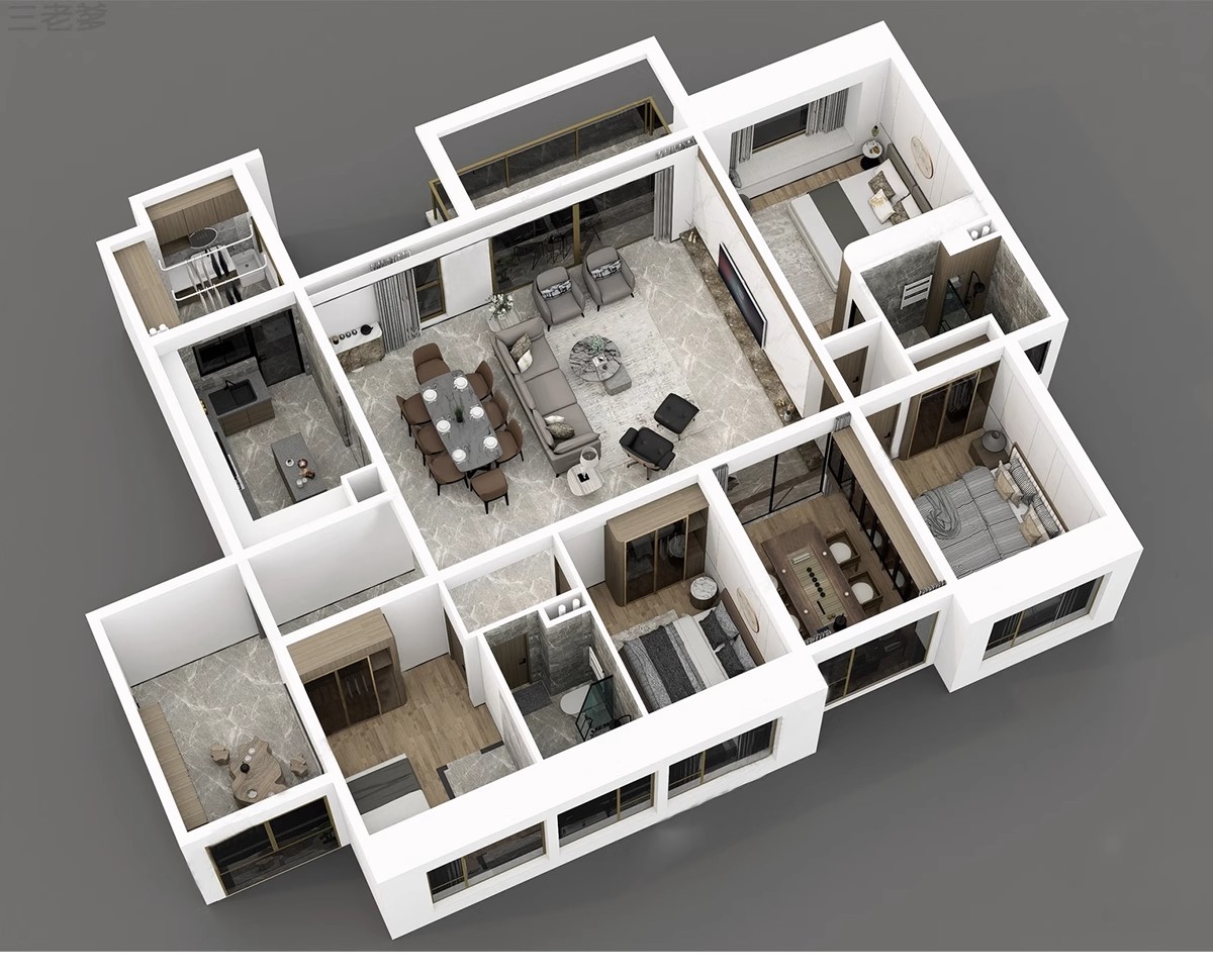 图片[41]-家装全屋整套客厅卧室厨房北欧现代新中式整体全套室内设计SU模型-大怪兽分享