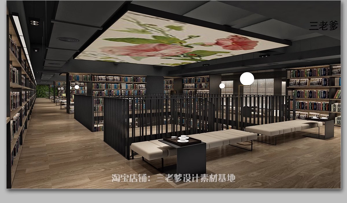 图片[30]-书店阅览室图书馆3d模型SU书咖书吧装修设计3Dmax效果图CAD施工图-大怪兽分享