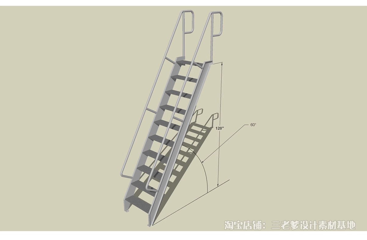 图片[34]-户外钢结构楼梯SU模型建筑工地安全爬梯设计sketchup草图大师素材-大怪兽分享