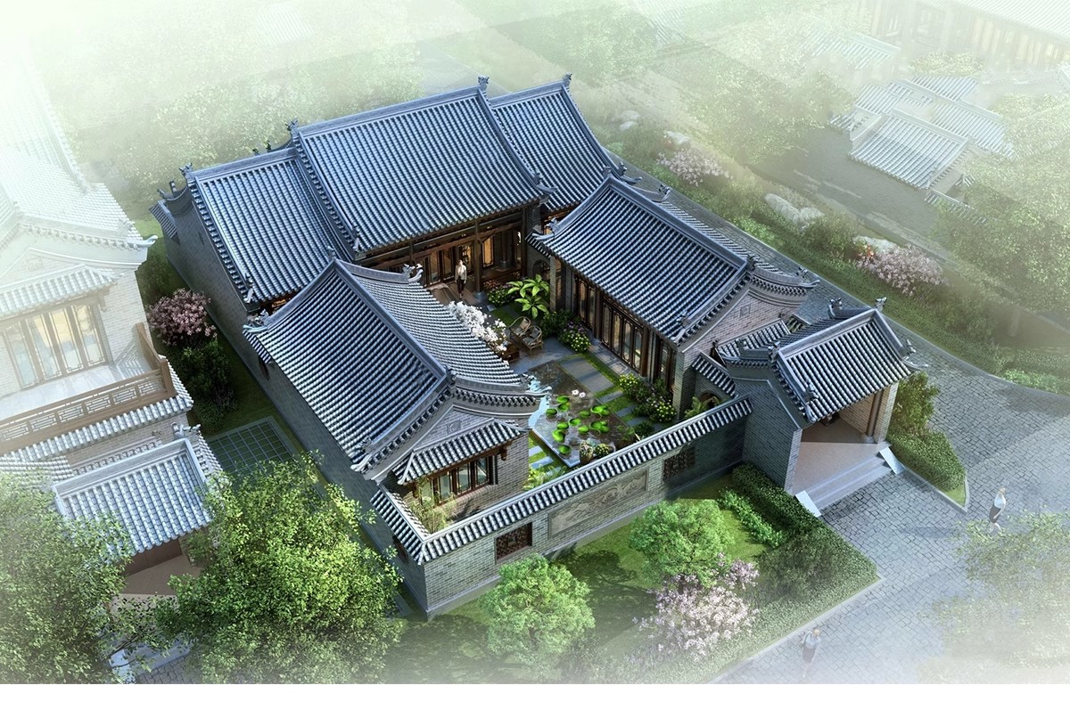 图片[34]-美丽乡村新中式徽派民宿民居民房别墅四合院建筑草图大师SU模型库-大怪兽分享