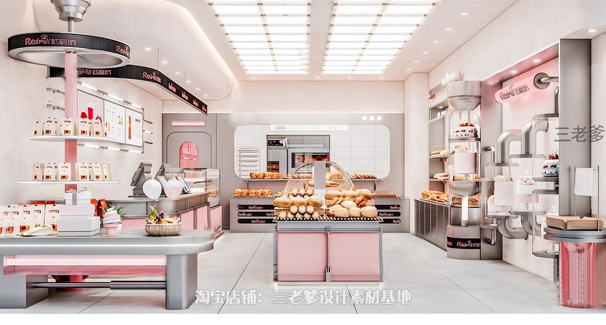 图片[23]-蛋糕店现代北欧小清新甜品店面包屋西饼屋烘焙坊草图大师SU模型-大怪兽分享