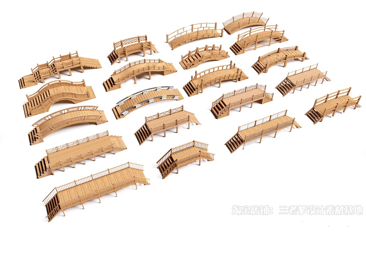 图片[33]-景观桥石桥拱桥木桥SU模型sketchup设计素材库新中式草图大师小桥-大怪兽分享