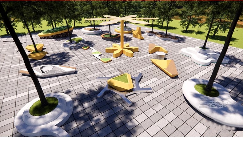 图片[35]-园林异形树桌户外吧台现代公园景观树池创意休闲座椅卡座SU模型-大怪兽分享