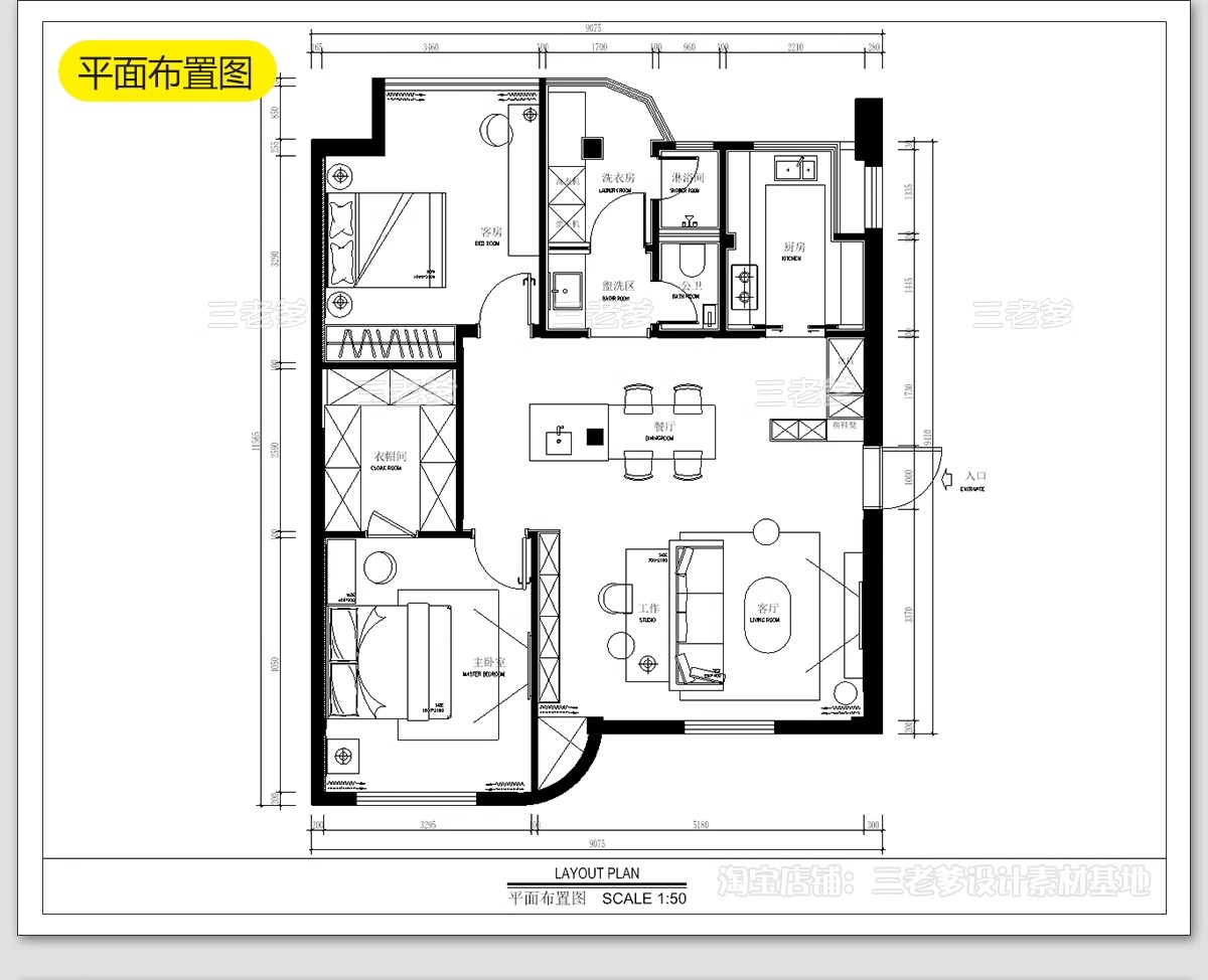 图片[25]-法式风格CAD施工图 室内装修设计图纸家装平面立面水电全套效果图-大怪兽分享