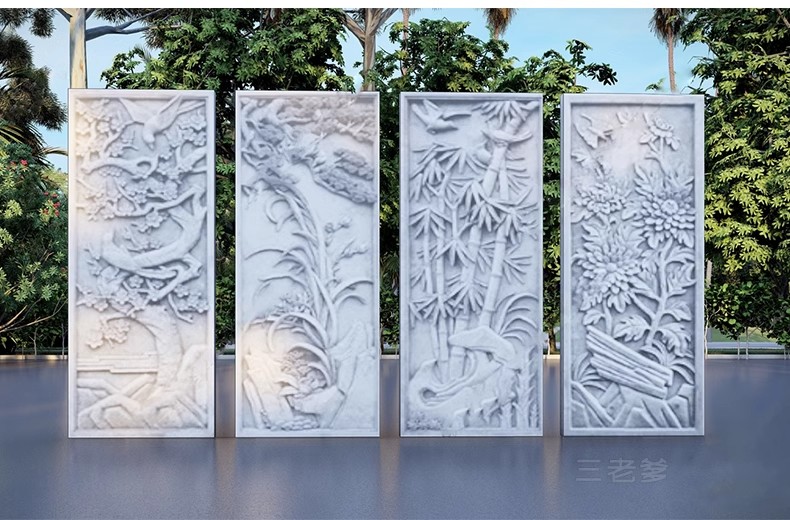 图片[37]-特色文化中式景观墙su模型小品艺术浮雕柱徽派白墙景墙庭院雕塑-大怪兽分享