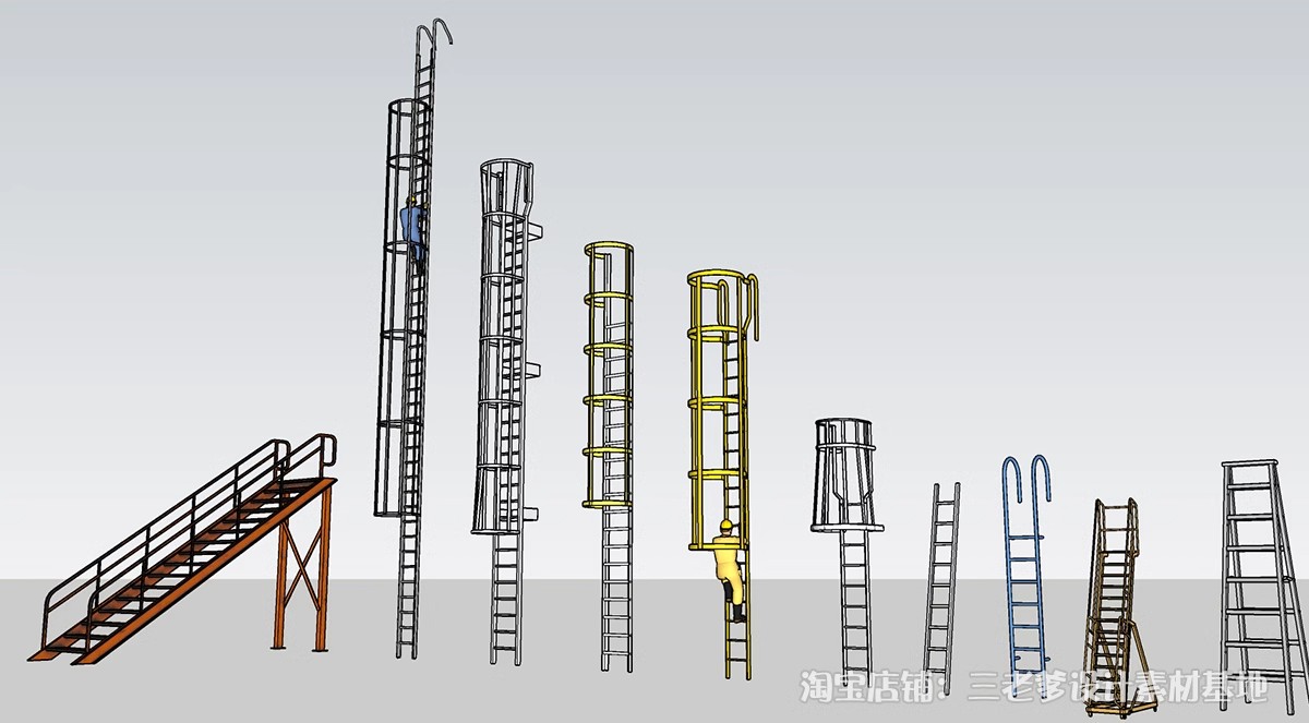 图片[38]-户外钢结构楼梯SU模型建筑工地安全爬梯设计sketchup草图大师素材-大怪兽分享