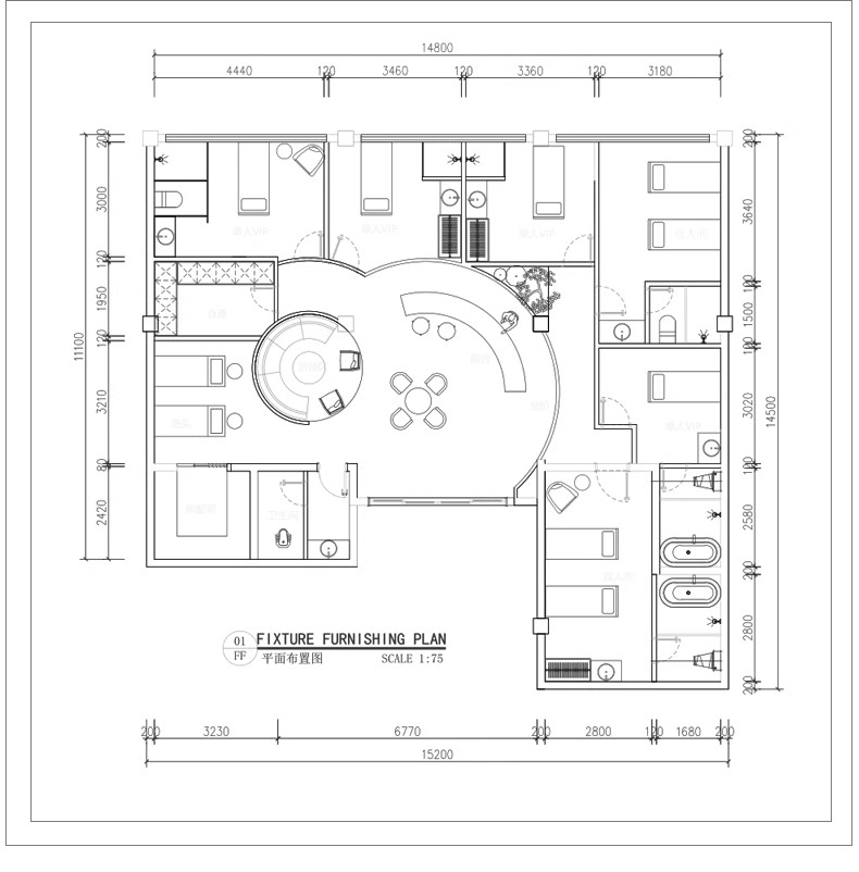 图片[38]-美容院SPA会所养生馆CAD施工图平面布局布置方案医美水疗效果图库-大怪兽分享