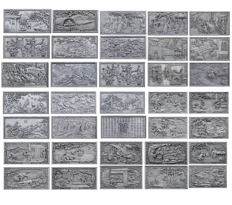 图片[39]-特色文化中式景观墙su模型小品艺术浮雕柱徽派白墙景墙庭院雕塑-大怪兽分享