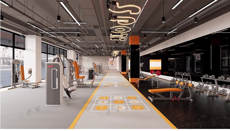 图片[38]-现代工业风健身房SU模型配套CAD施工图俱乐部私教瑜伽室草图大师-大怪兽分享