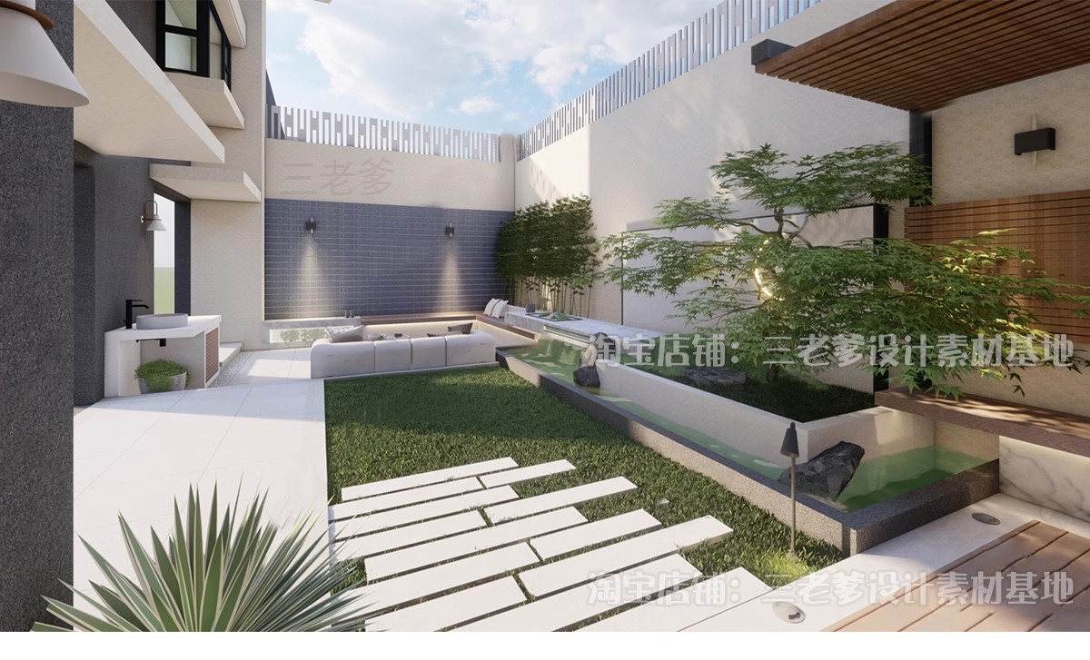 图片[32]-下沉式庭院私家花园别墅天井室内造景景观植物小品su模型草图大师-大怪兽分享