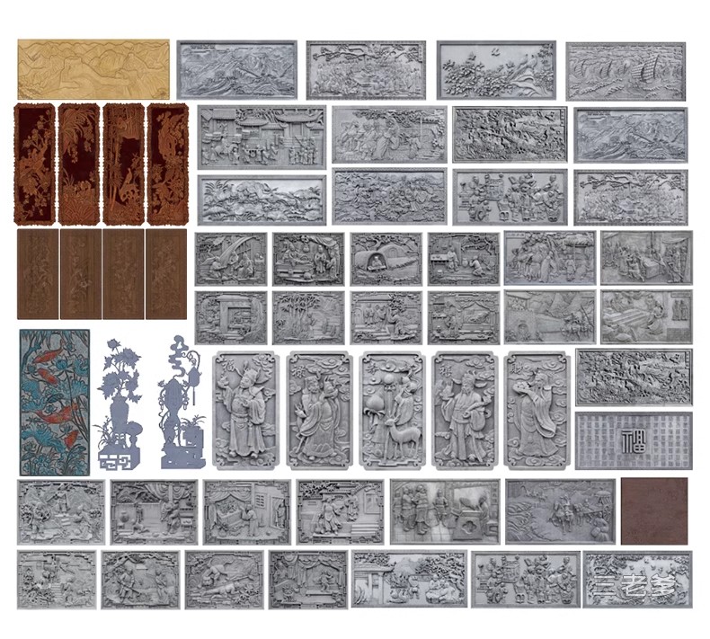 图片[42]-特色文化中式景观墙su模型小品艺术浮雕柱徽派白墙景墙庭院雕塑-大怪兽分享