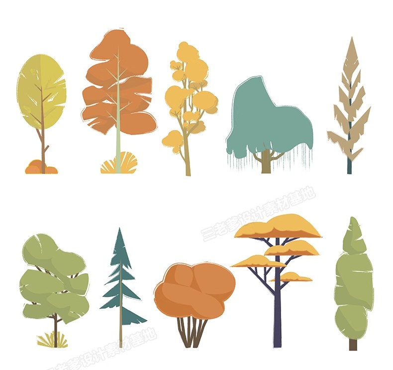 图片[32]-拼贴插画风小清新植物PSD建筑PS剖面Ai矢量立面树PNG免抠分层素材-大怪兽分享