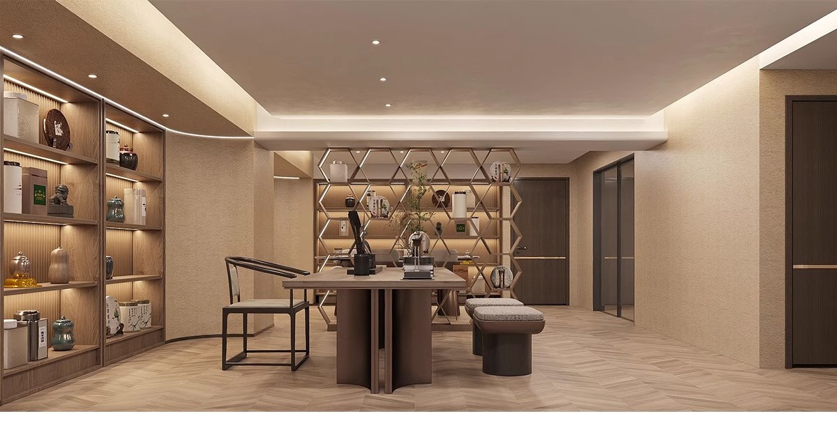 图片[21]-茶楼茶馆设计效果图现代禅意中式侘寂风室内茶室会所工装装修图片-大怪兽分享