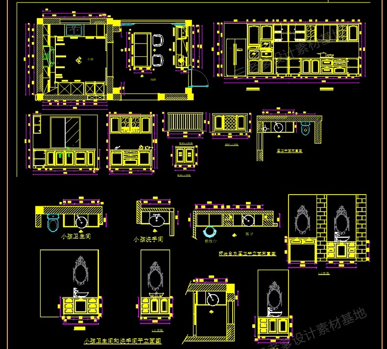 图片[25]-厨房橱柜CAD施工图纸 标准化规范柜子布局整体室内设计框架门板-大怪兽分享