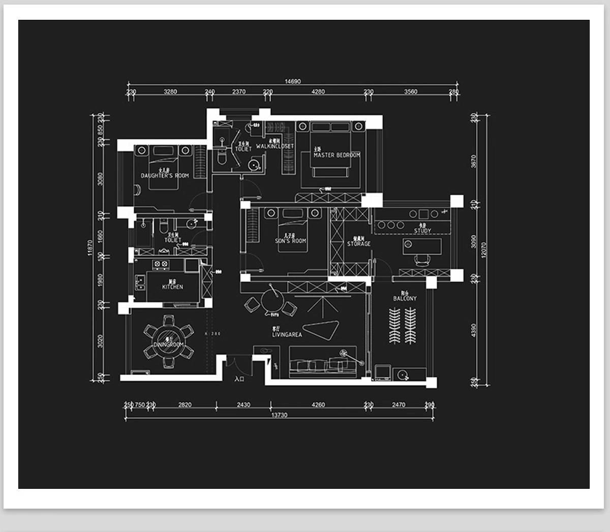 图片[46]-家装室内相同户型图改造66种不同设计方案CAD平面图布局图合集-大怪兽分享