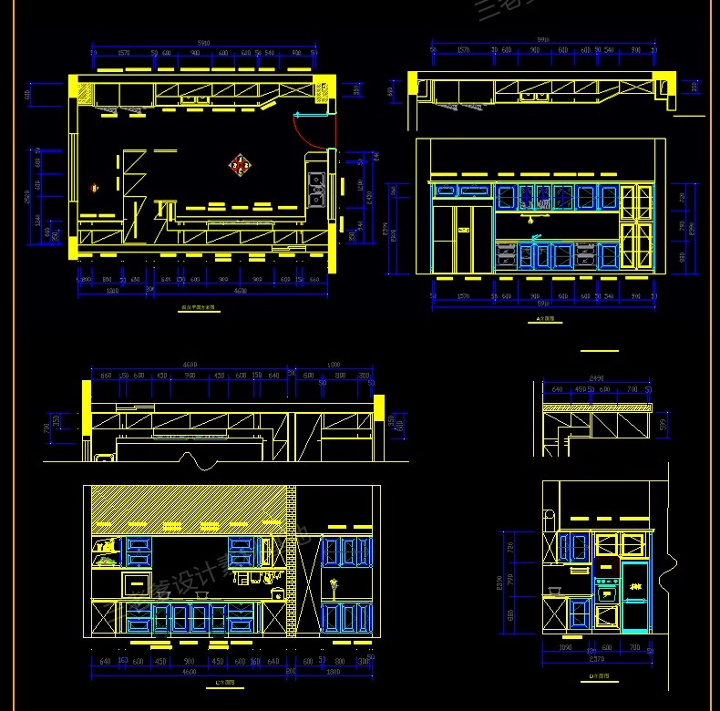 图片[26]-厨房橱柜CAD施工图纸 标准化规范柜子布局整体室内设计框架门板-大怪兽分享