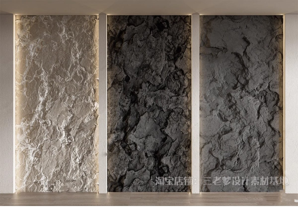 图片[36]-毛石墙面文化石熔积岩水泥石墙岩石浮雕背景墙草图大师单体SU模型-大怪兽分享