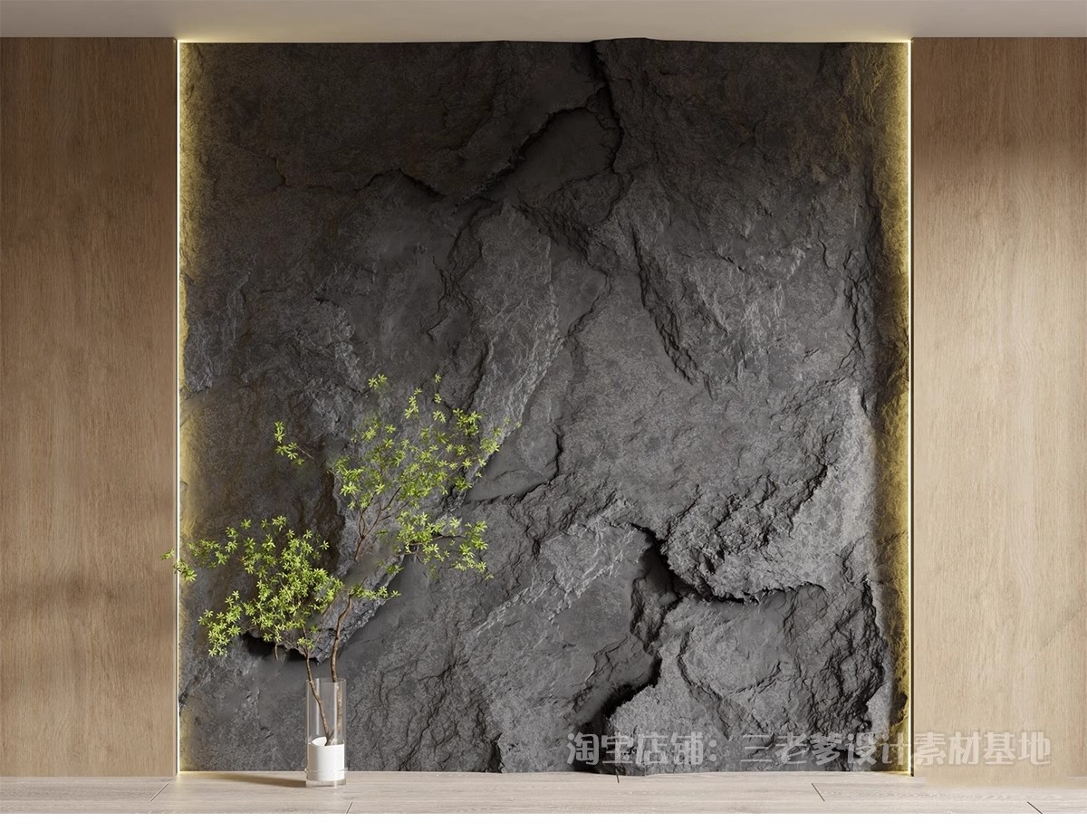 图片[38]-毛石墙面文化石熔积岩水泥石墙岩石浮雕背景墙草图大师单体SU模型-大怪兽分享