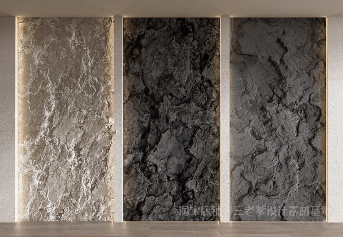 图片[39]-毛石墙面文化石熔积岩水泥石墙岩石浮雕背景墙草图大师单体SU模型-大怪兽分享