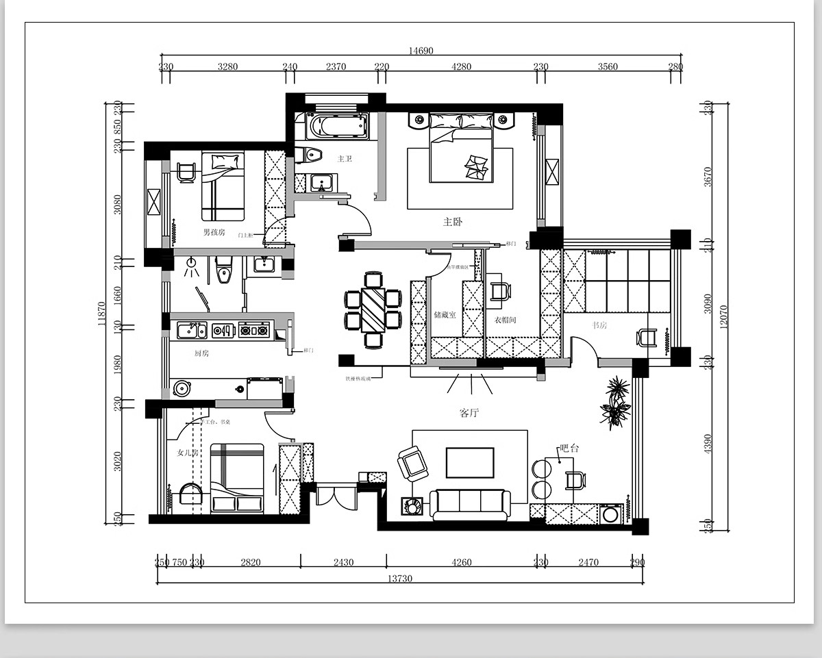图片[52]-家装室内相同户型图改造66种不同设计方案CAD平面图布局图合集-大怪兽分享