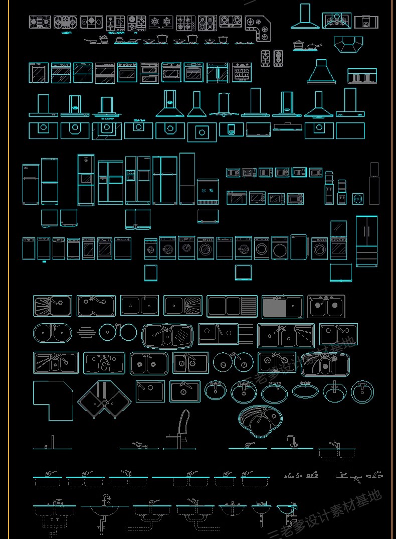 图片[33]-厨房橱柜CAD施工图纸 标准化规范柜子布局整体室内设计框架门板-大怪兽分享