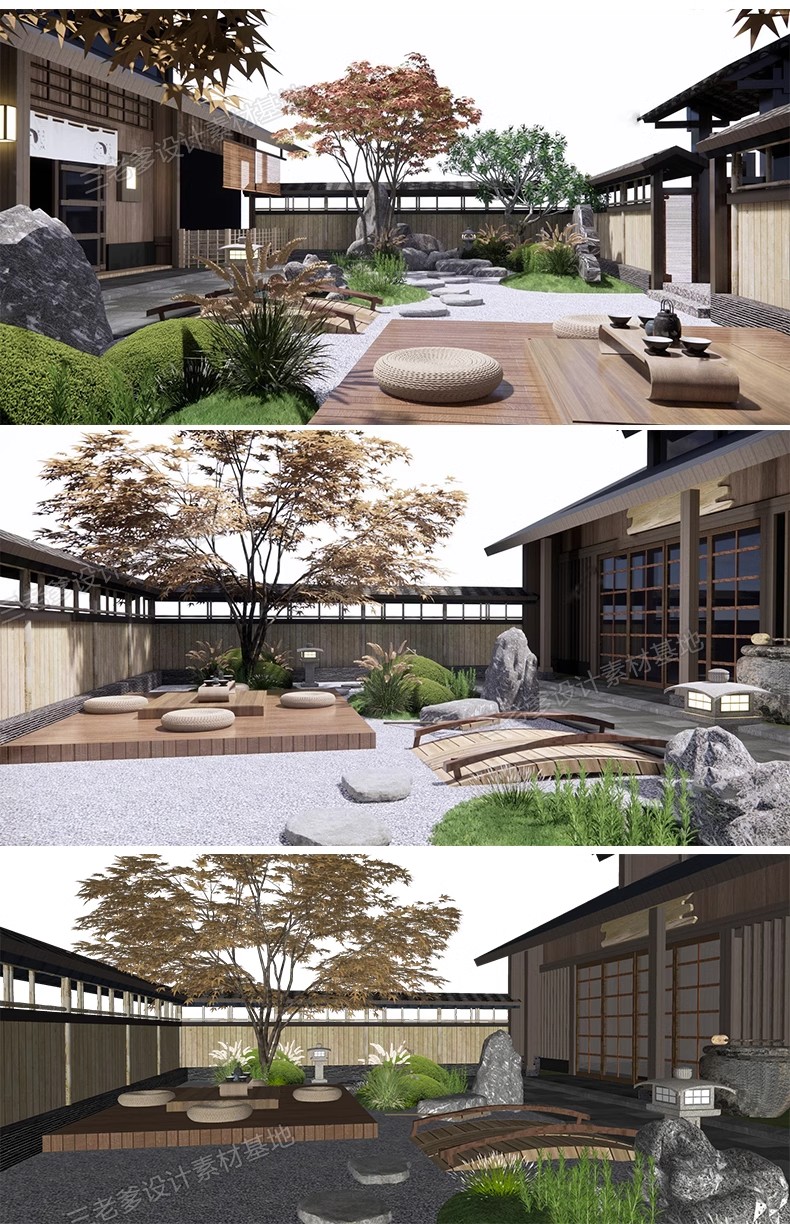 图片[33]-禅意新中式日式别墅庭院茶室枯山水景观假山流水SU模型草图大师-大怪兽分享