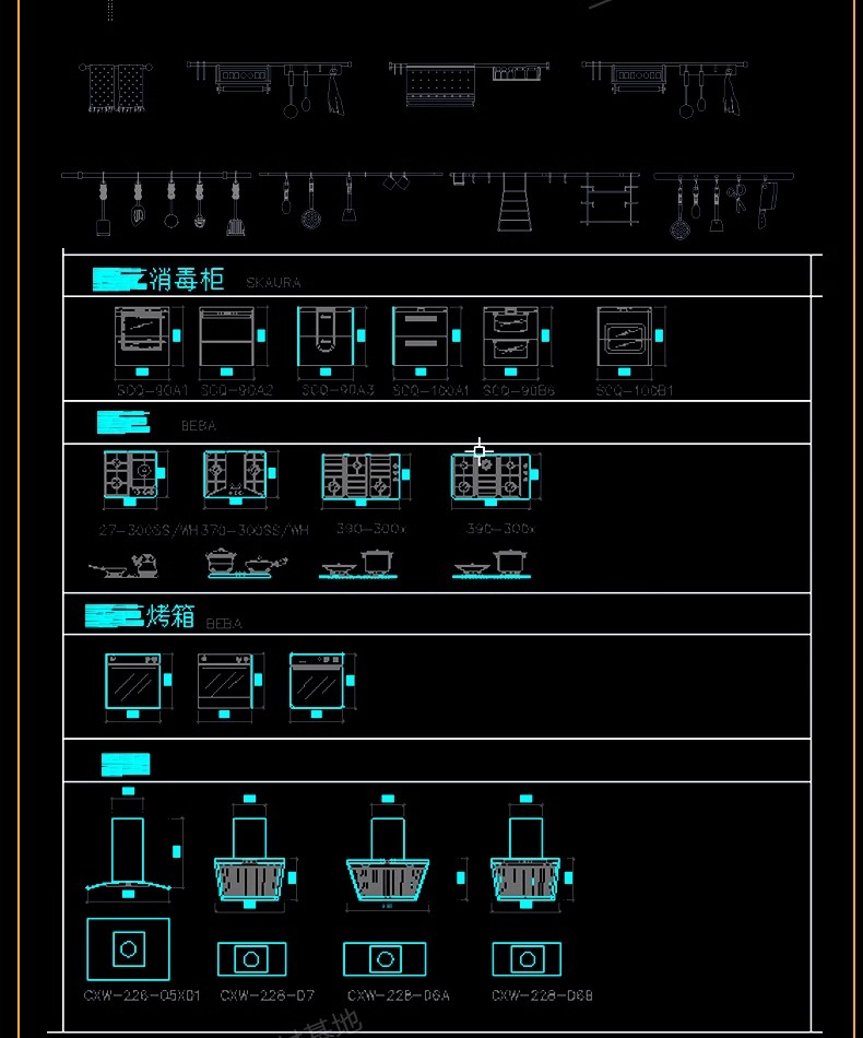 图片[34]-厨房橱柜CAD施工图纸 标准化规范柜子布局整体室内设计框架门板-大怪兽分享