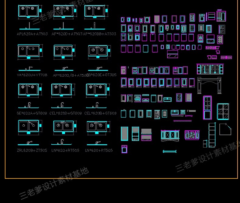 图片[35]-厨房橱柜CAD施工图纸 标准化规范柜子布局整体室内设计框架门板-大怪兽分享