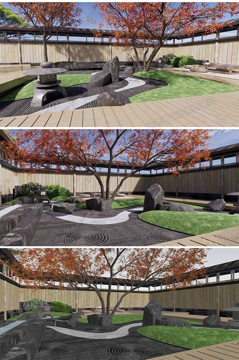 图片[37]-禅意新中式日式别墅庭院茶室枯山水景观假山流水SU模型草图大师-大怪兽分享