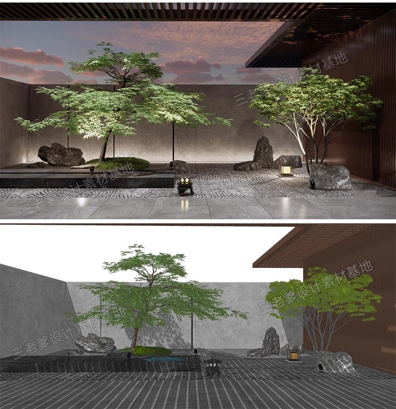 图片[39]-禅意新中式日式别墅庭院茶室枯山水景观假山流水SU模型草图大师-大怪兽分享