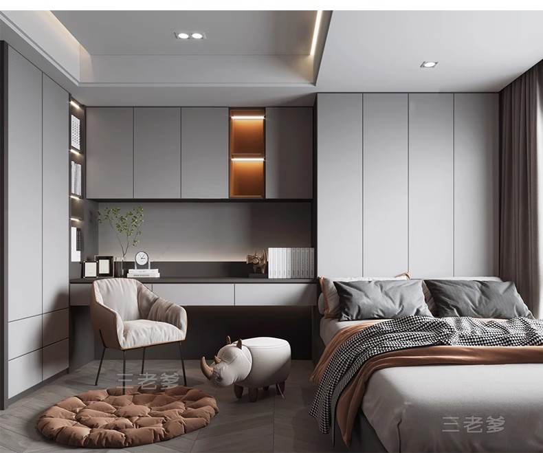图片[39]-SketchUp草图大师家装现代日式风格榻榻米书房卧室SU模型设计素材-大怪兽分享