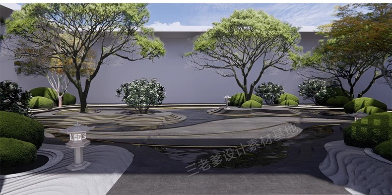 图片[40]-禅意新中式日式别墅庭院茶室枯山水景观假山流水SU模型草图大师-大怪兽分享