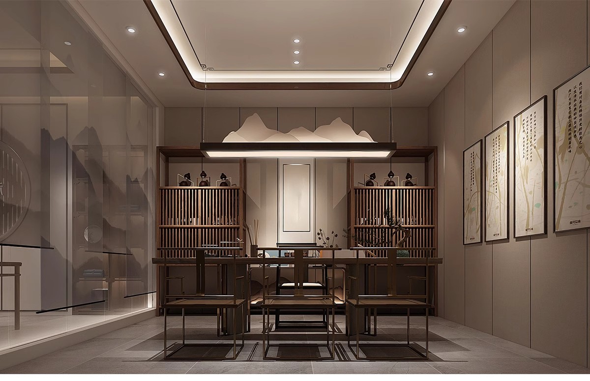 图片[37]-茶楼茶馆设计效果图现代禅意中式侘寂风室内茶室会所工装装修图片-大怪兽分享