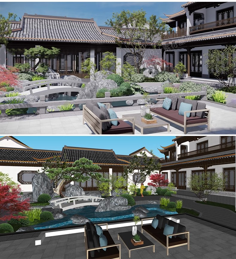 图片[41]-禅意新中式日式别墅庭院茶室枯山水景观假山流水SU模型草图大师-大怪兽分享