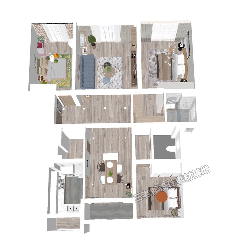 图片[8]-家装全屋整套客厅卧室厨房北欧现代新中式整体全套室内设计SU模型-大怪兽分享