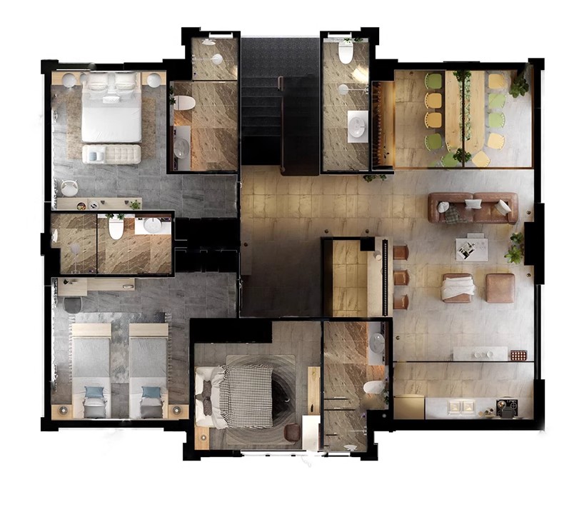 图片[9]-家装全屋整套客厅卧室厨房北欧现代新中式整体全套室内设计SU模型-大怪兽分享