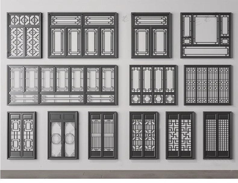 图片[36]-草图大师现代窗户组合推拉窗平开窗落地窗铝合金窗框断桥窗SU模型-大怪兽分享