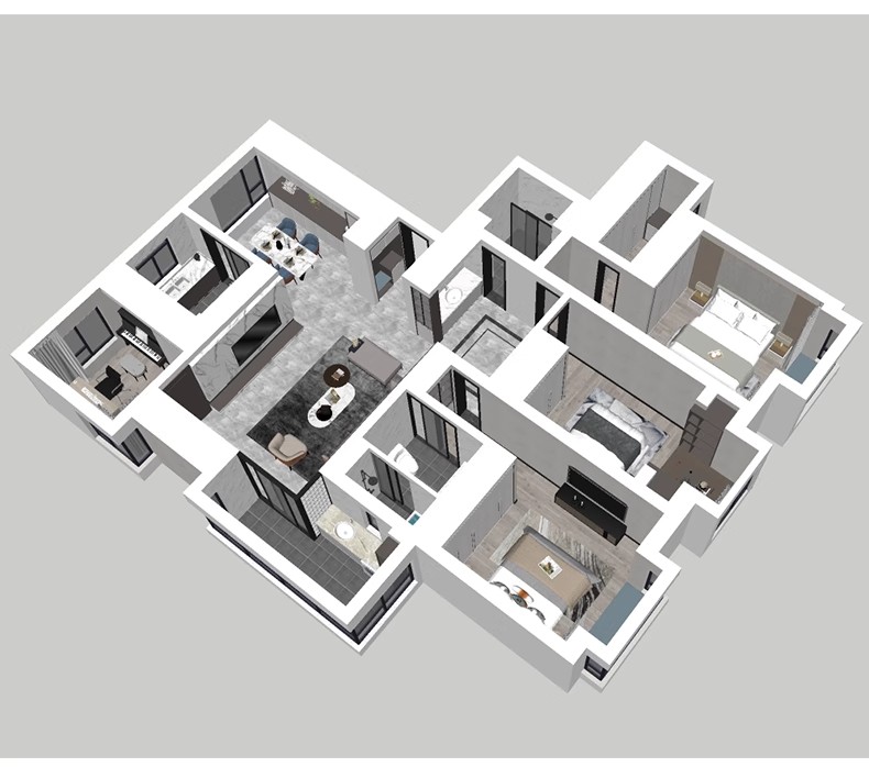 图片[12]-家装全屋整套客厅卧室厨房北欧现代新中式整体全套室内设计SU模型-大怪兽分享