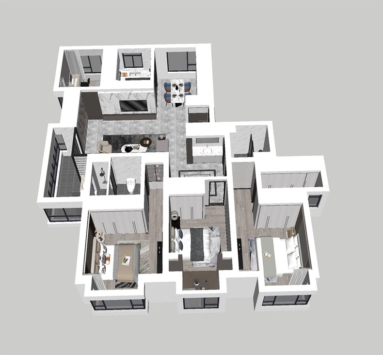 图片[13]-家装全屋整套客厅卧室厨房北欧现代新中式整体全套室内设计SU模型-大怪兽分享