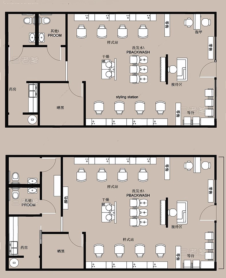 图片[42]-理发店CAD施工图美发厅洗头房沙龙平面布置布局室内图库器材美甲-大怪兽分享