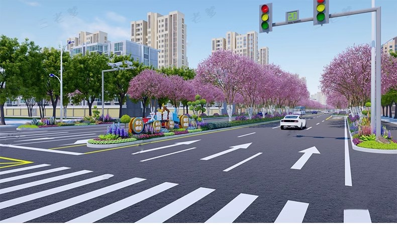 图片[46]-城市道路公路车行道斑马线地面指示线十字交通路口su模型草图大师-大怪兽分享
