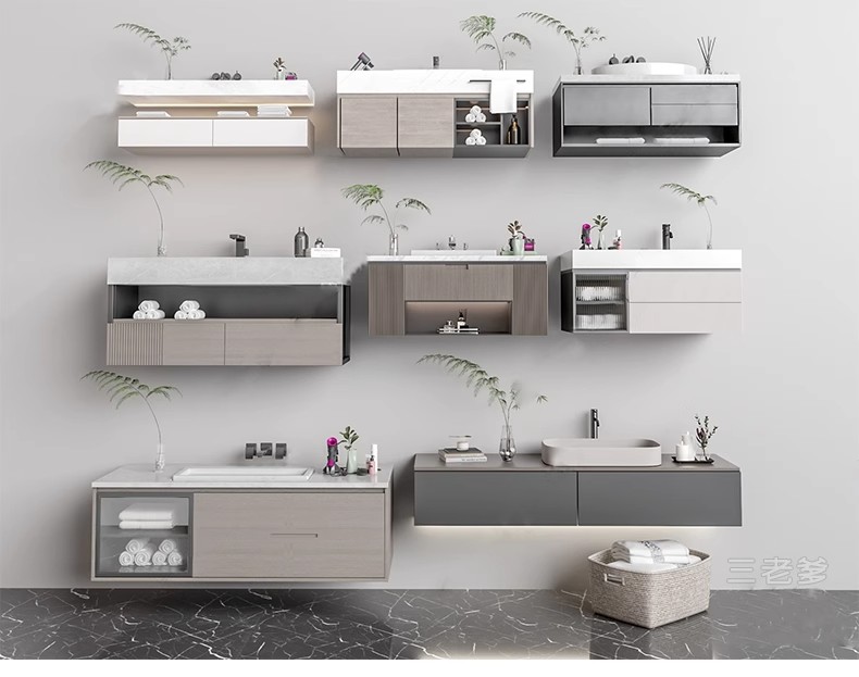 图片[9]-浴室柜子草图大师卫生间洗手台盆镜子卫浴现代奶油单体家装su模型-大怪兽分享