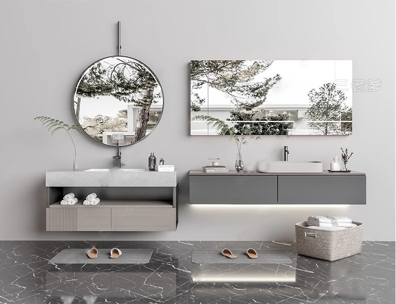 图片[11]-浴室柜子草图大师卫生间洗手台盆镜子卫浴现代奶油单体家装su模型-大怪兽分享