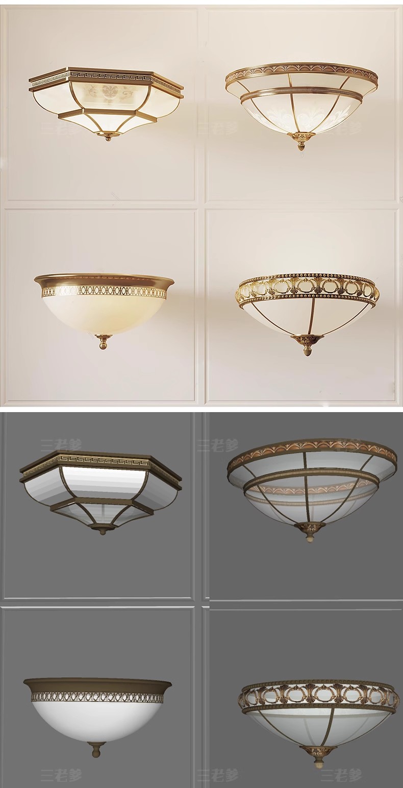 图片[29]-草图大师现代轻奢欧式客厅餐厅卧室方形圆形吸顶灯盘灯灯具SU模型-大怪兽分享