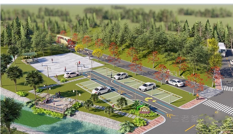 图片[32]-户外生态露天停车场SU模型公共停车坪停车位sketchup草图大师素材-大怪兽分享