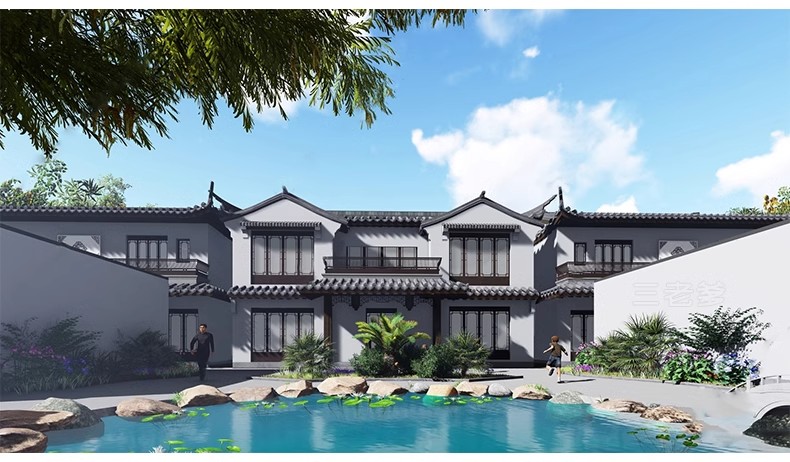 图片[43]-美丽乡村新中式徽派民宿民居民房别墅四合院建筑草图大师SU模型库-大怪兽分享