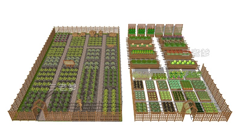 图片[33]-农村乡村田园庭院子蔬菜种植园农家乐菜地菜园栅栏草图大师SU模型-大怪兽分享
