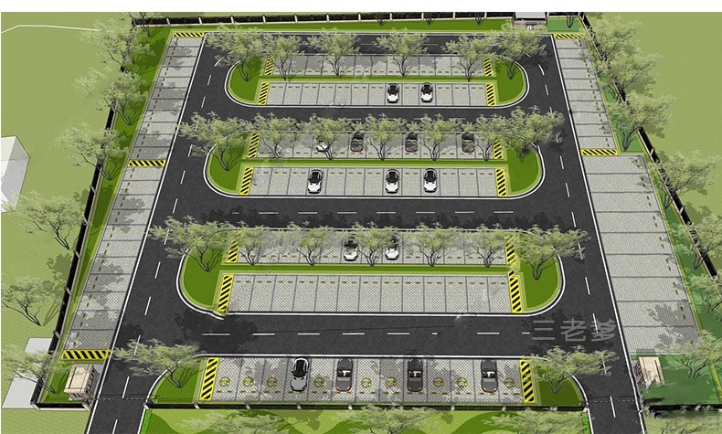 图片[35]-户外生态露天停车场SU模型公共停车坪停车位sketchup草图大师素材-大怪兽分享